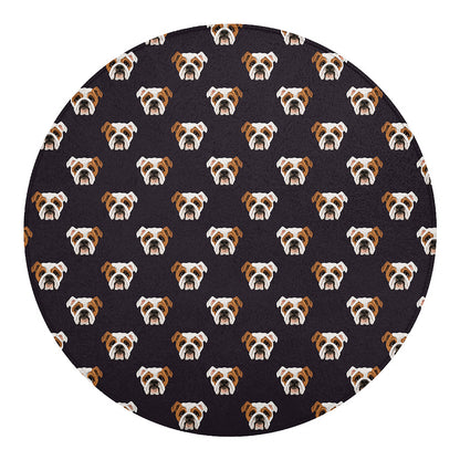 Cute English Bulldog Pattern Print Round Blanket