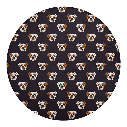 Cute English Bulldog Pattern Print Round Blanket
