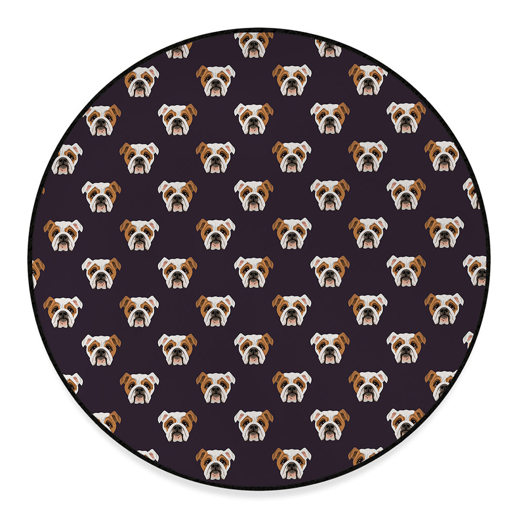 Cute English Bulldog Pattern Print Round Floor Mat