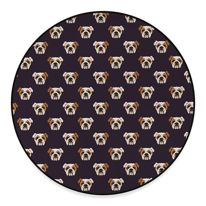 Cute English Bulldog Pattern Print Round Floor Mat