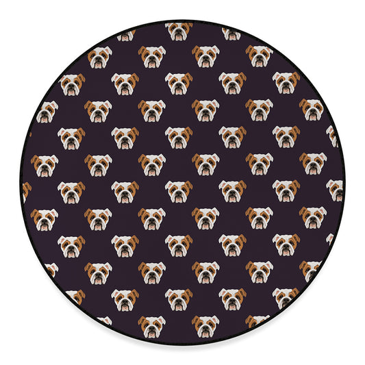 Cute English Bulldog Pattern Print Round Floor Mat
