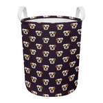 Cute English Bulldog Pattern Print Round Laundry Basket