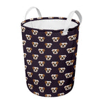 Cute English Bulldog Pattern Print Round Laundry Basket