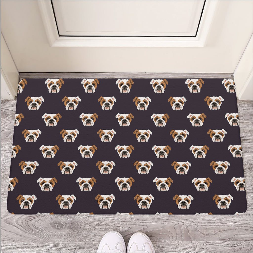 Cute English Bulldog Pattern Print Rubber Doormat