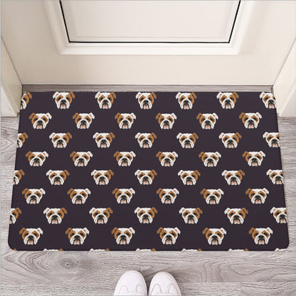 Cute English Bulldog Pattern Print Rubber Doormat