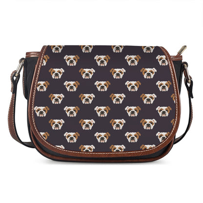 Cute English Bulldog Pattern Print Saddle Bag