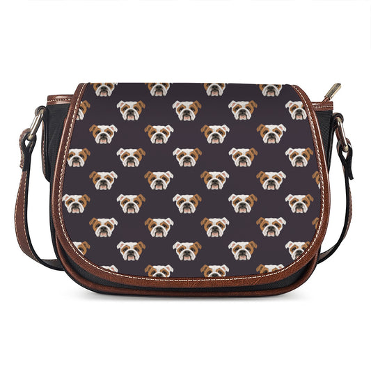 Cute English Bulldog Pattern Print Saddle Bag