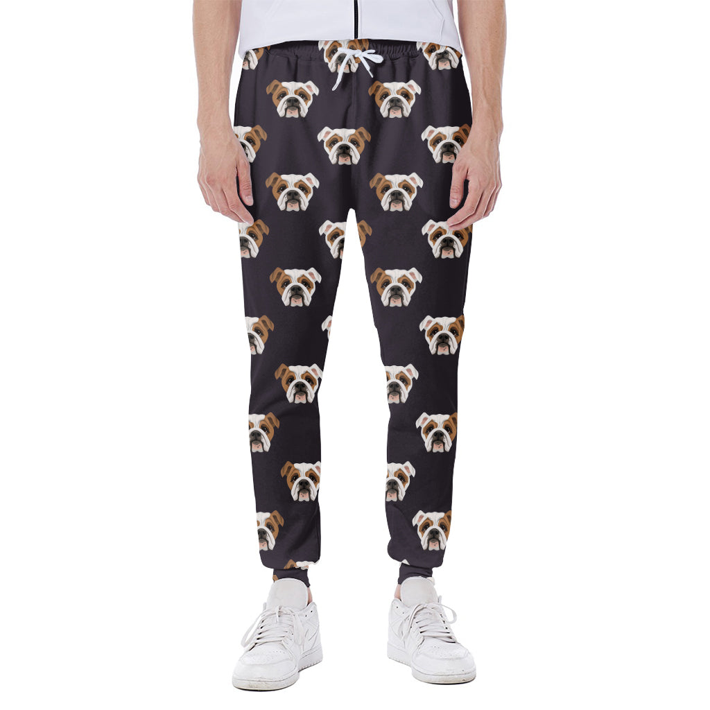 Cute English Bulldog Pattern Print Scuba Joggers