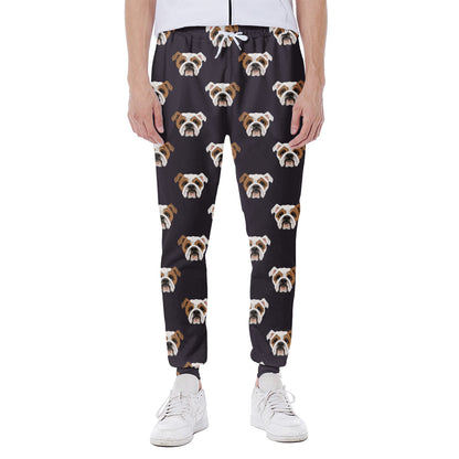 Cute English Bulldog Pattern Print Scuba Joggers