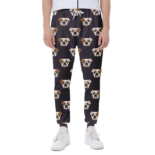 Cute English Bulldog Pattern Print Scuba Joggers