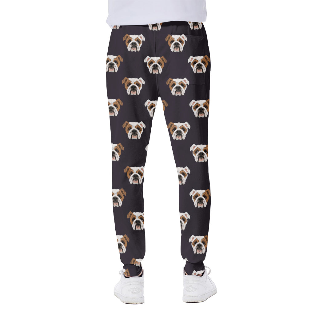 Cute English Bulldog Pattern Print Scuba Joggers
