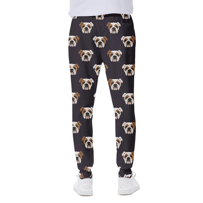 Cute English Bulldog Pattern Print Scuba Joggers
