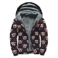 Cute English Bulldog Pattern Print Sherpa Lined Zip Up Hoodie