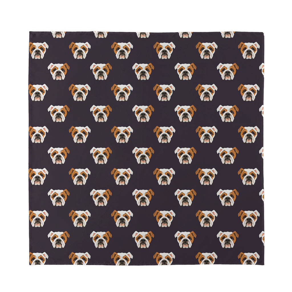 Cute English Bulldog Pattern Print Silk Bandana