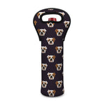 Cute English Bulldog Pattern Print Single Neoprene Wine Tote
