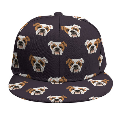 Cute English Bulldog Pattern Print Snapback Cap