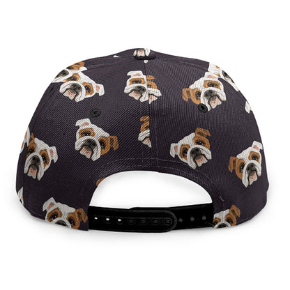 Cute English Bulldog Pattern Print Snapback Cap