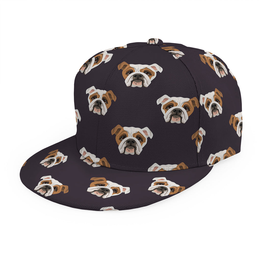 Cute English Bulldog Pattern Print Snapback Cap