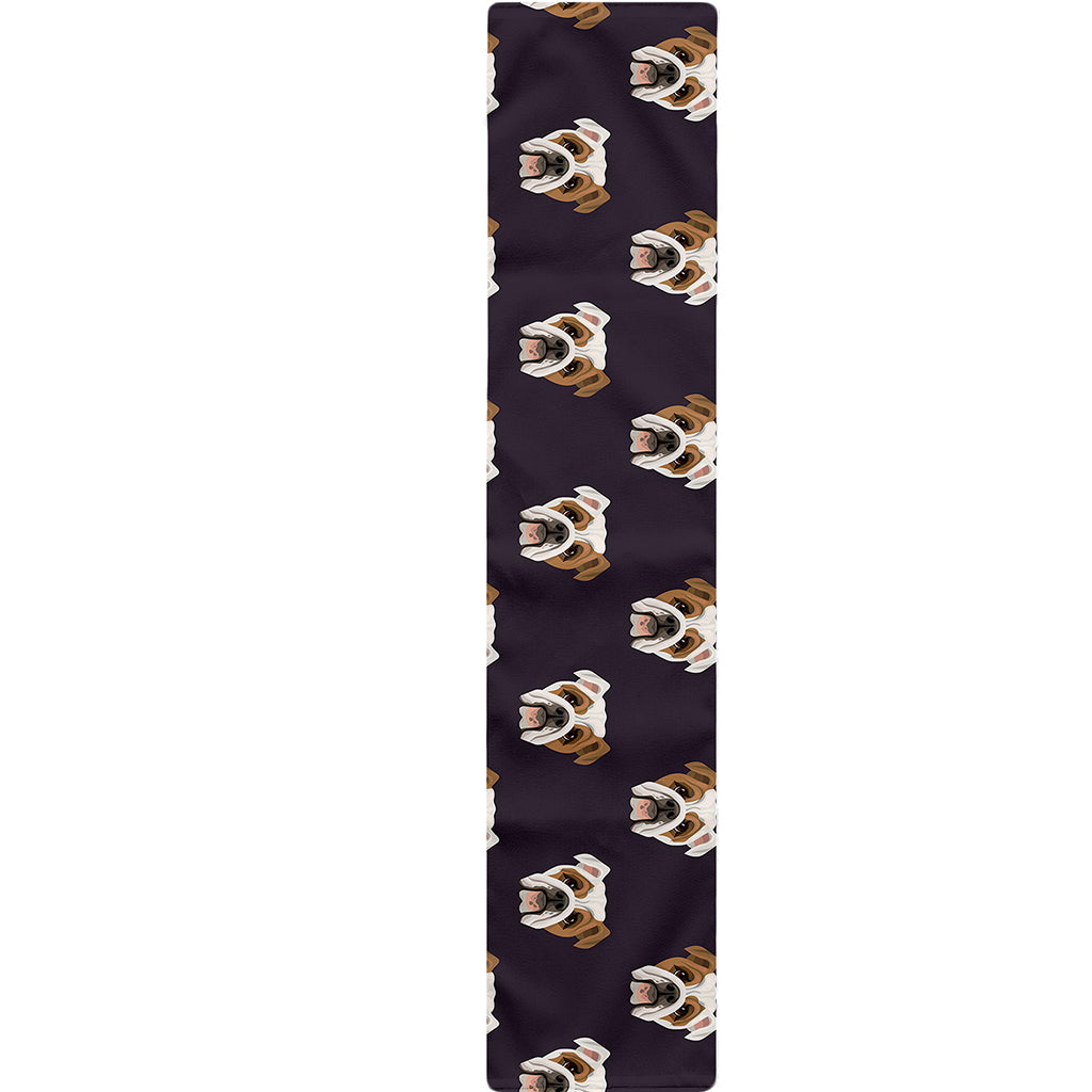 Cute English Bulldog Pattern Print Table Runner