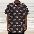 Cute English Bulldog Pattern Print Textured Short Sleeve Shirt
