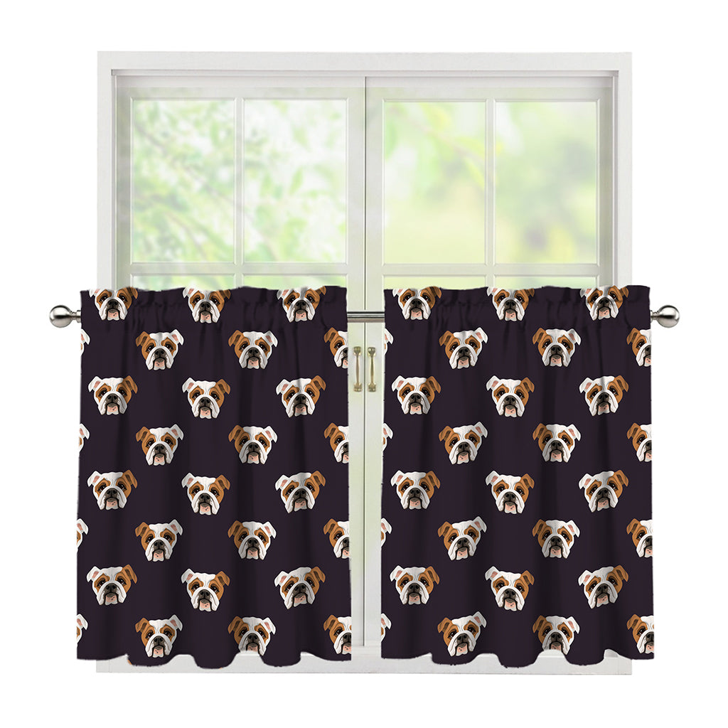 Cute English Bulldog Pattern Print Tier Curtains