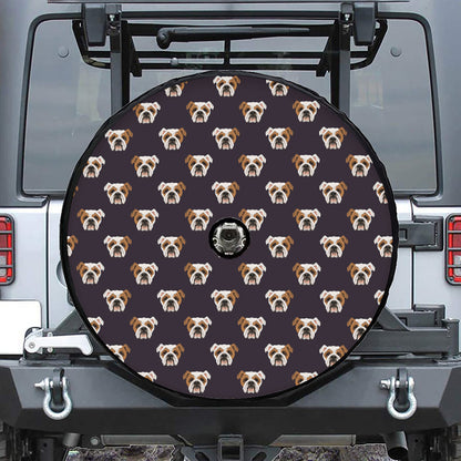 Cute English Bulldog Pattern Print Tire Cover With Camera Hole