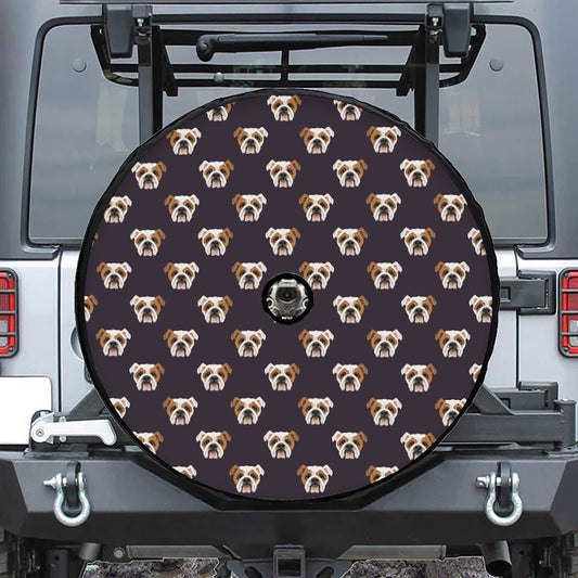 Cute English Bulldog Pattern Print Tire Cover With Camera Hole