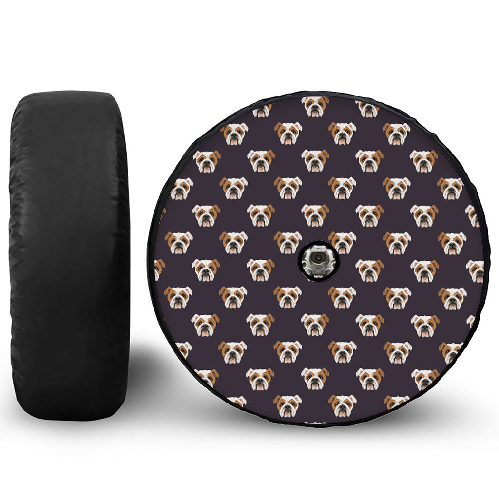 Cute English Bulldog Pattern Print Tire Cover With Camera Hole