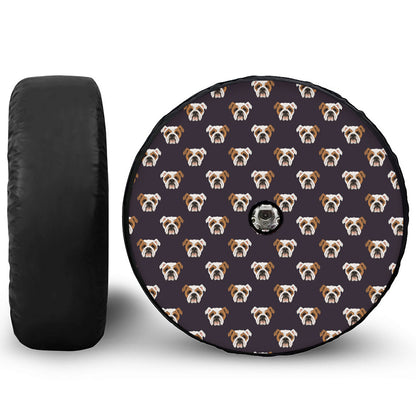 Cute English Bulldog Pattern Print Tire Cover With Camera Hole
