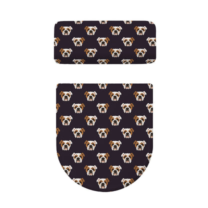Cute English Bulldog Pattern Print Toilet Lid And Tank Cover Set