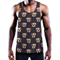 Cute English Bulldog Pattern Print Men's Workout Tank Top