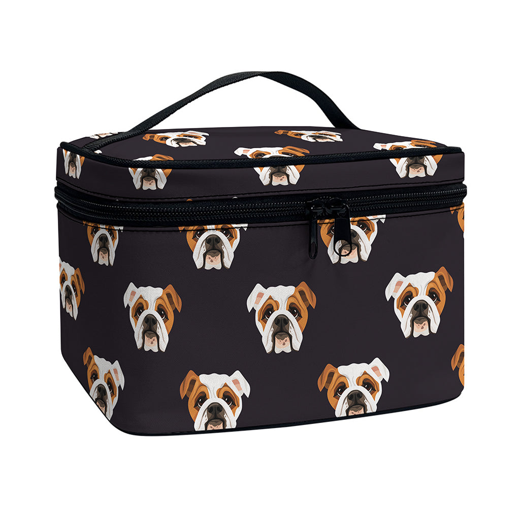Cute English Bulldog Pattern Print Travel Makeup Bag