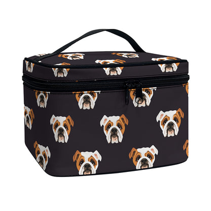 Cute English Bulldog Pattern Print Travel Makeup Bag