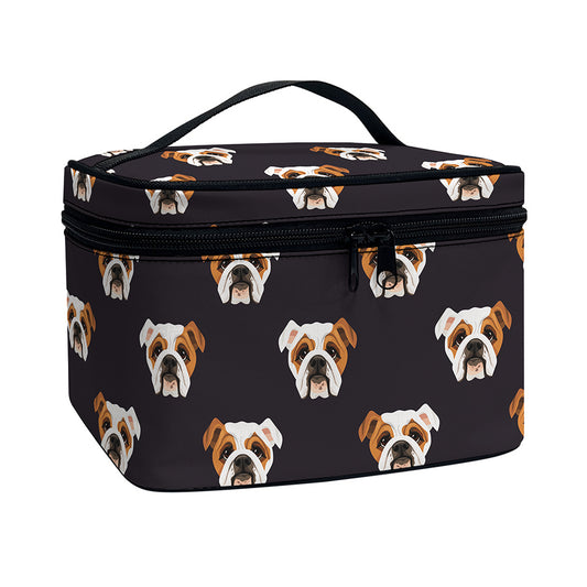 Cute English Bulldog Pattern Print Travel Makeup Bag