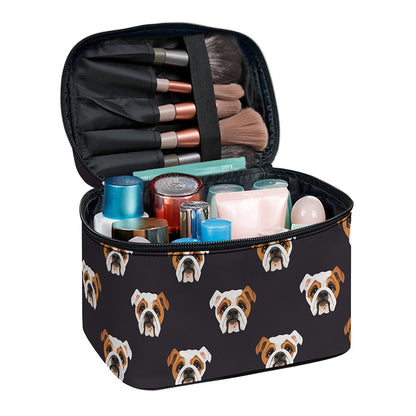 Cute English Bulldog Pattern Print Travel Makeup Bag