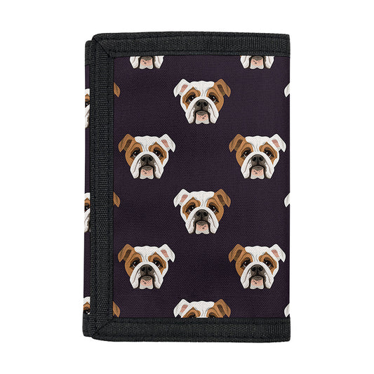Cute English Bulldog Pattern Print Trifold Wallet