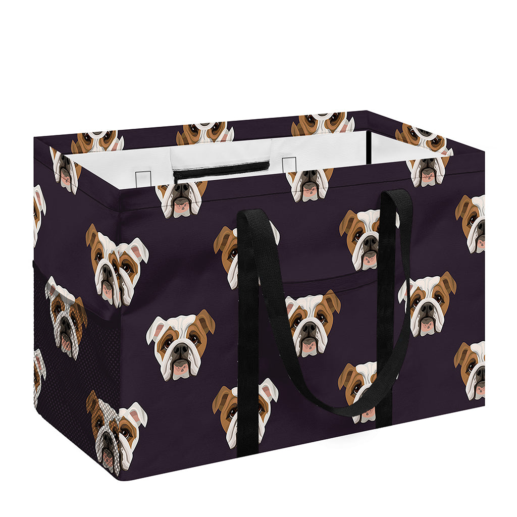 Cute English Bulldog Pattern Print Utility Tote Bag
