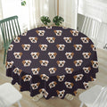 Cute English Bulldog Pattern Print Waterproof Round Tablecloth