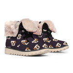 Cute English Bulldog Pattern Print Winter Boots