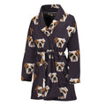 Cute English Bulldog Pattern Print Women's Bathrobe