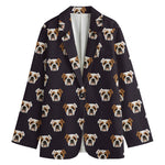 Cute English Bulldog Pattern Print Women's Blazer