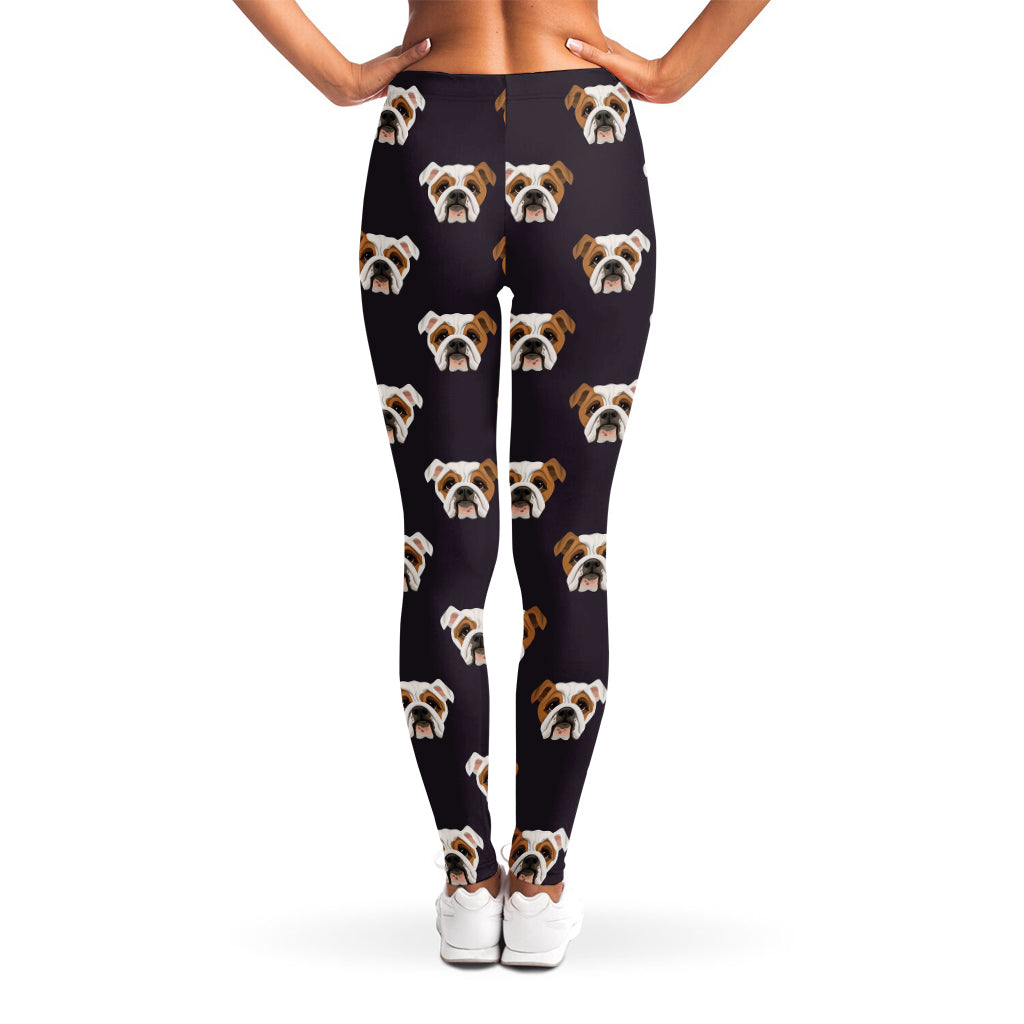 Cute English Bulldog Pattern Print Women's Leggings