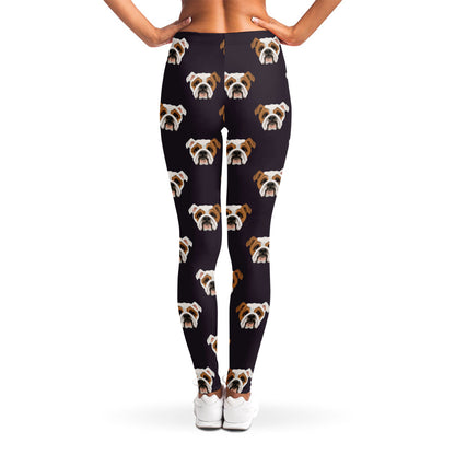 Cute English Bulldog Pattern Print Women's Leggings