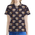 Cute English Bulldog Pattern Print Women's Polo Shirt
