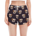 Cute English Bulldog Pattern Print Women's Split Running Shorts