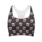 Cute English Bulldog Pattern Print Women's Sports Bra