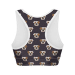 Cute English Bulldog Pattern Print Women's Sports Bra