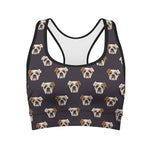 Cute English Bulldog Pattern Print Women's Sports Bra