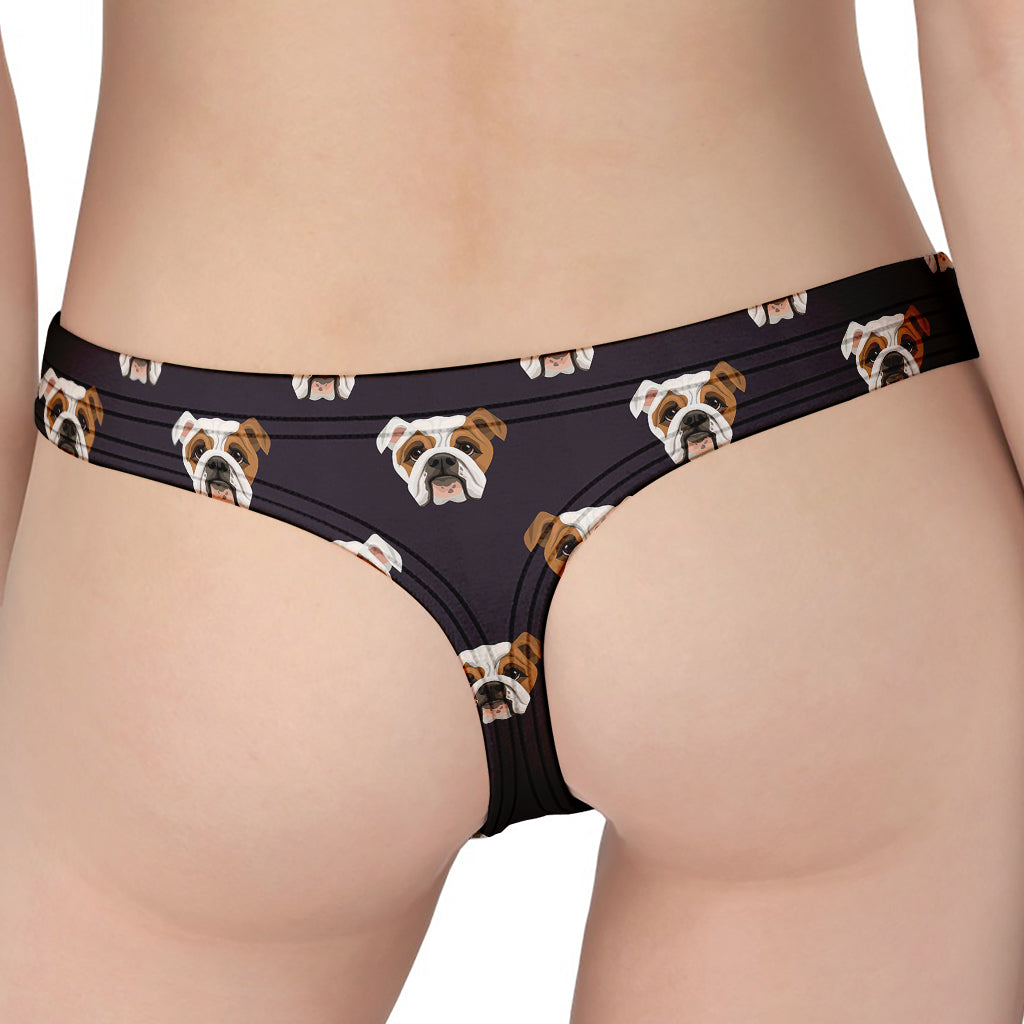 Cute English Bulldog Pattern Print Women's Thong