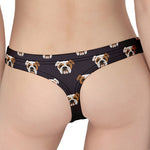 Cute English Bulldog Pattern Print Women's Thong